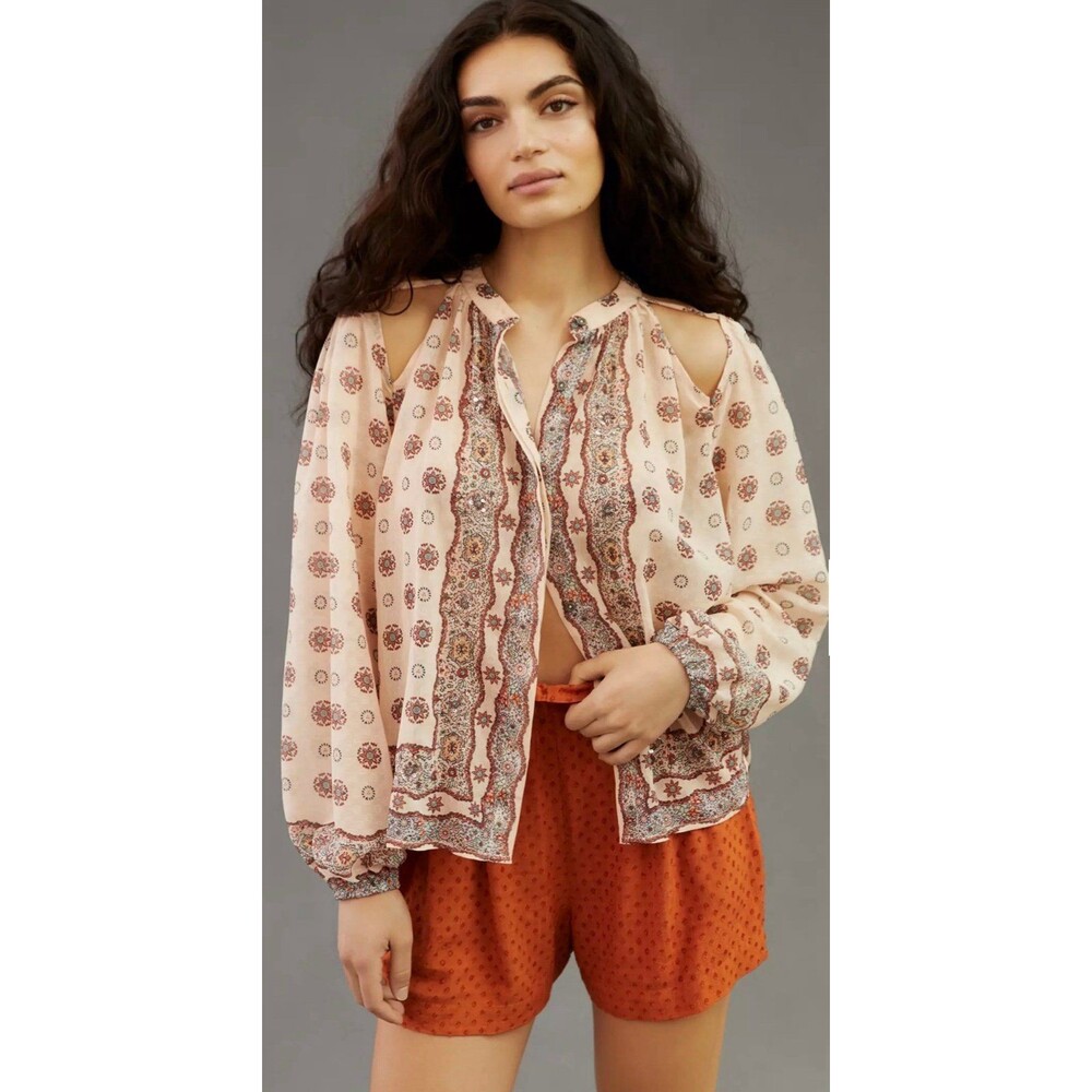 Anthropologie  Forever That Girl Cold Shoulder boho Blouse size XS NWT
